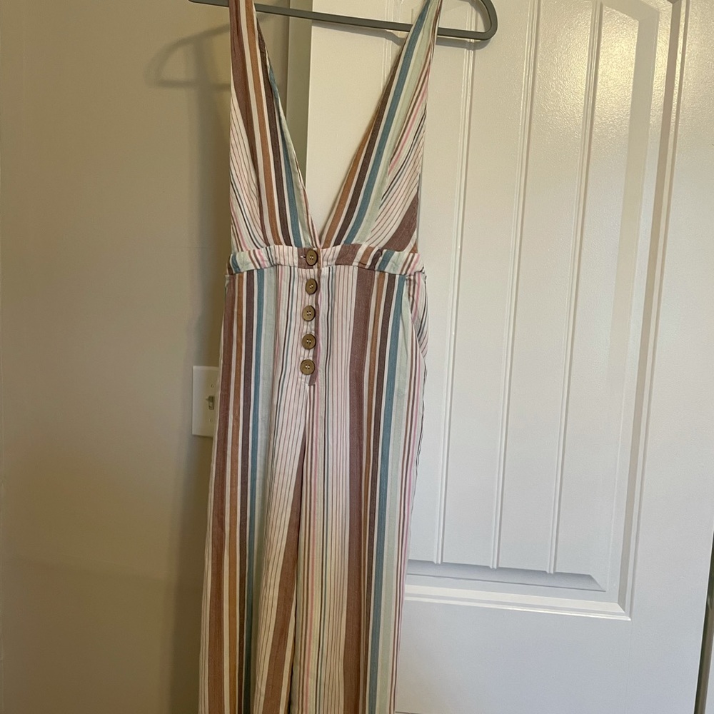 Striped wide leg jumpsuit